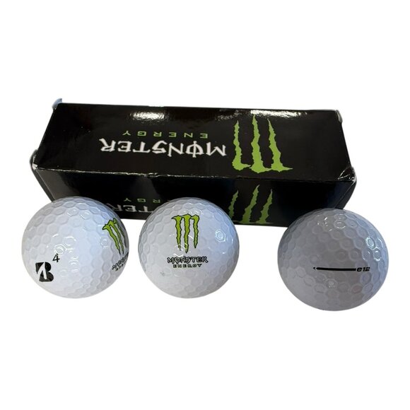 RARE Monster Energy Drink Golf Balls Bridgestone 3 Total Balls New in Box~P14 02 - Picture 1 of 4